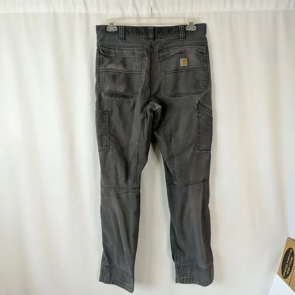 Carhartt Gray Relaxed Fit Cargo Pants Workwear Distressed Men Size 34 Full Swing